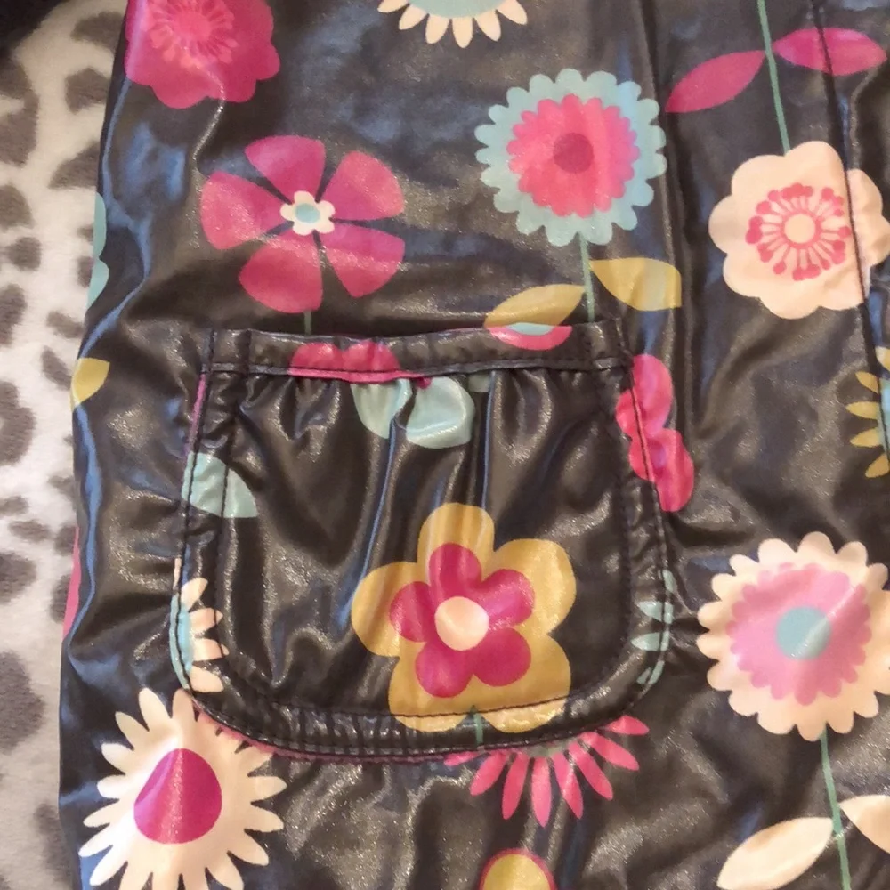 Old Navy Brown Floral Fleece Lined Raincoat Size 5T Girls